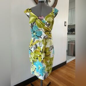 Liz Claiborne Floral Midi Dress in Green and Blue